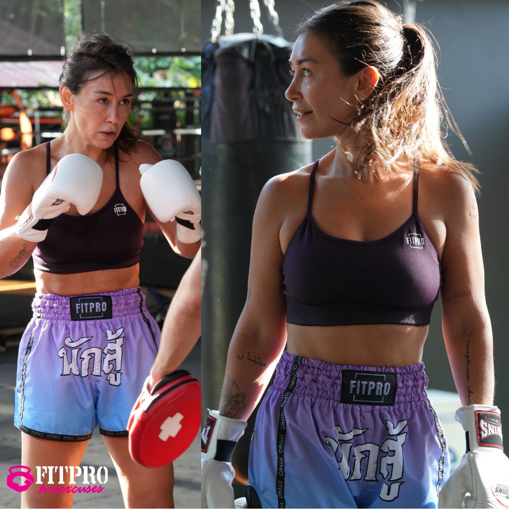FITPRO Muay Thai Shorts กางเกงมวยไทย ผ้าไมโครไฟเบอร์ น้ำหนักเบา ระบายอากาศดี แห้งไว ให้ความคล่องตัวสูง เหมาะสำหรับการฝึกซ้อมมวยไทย