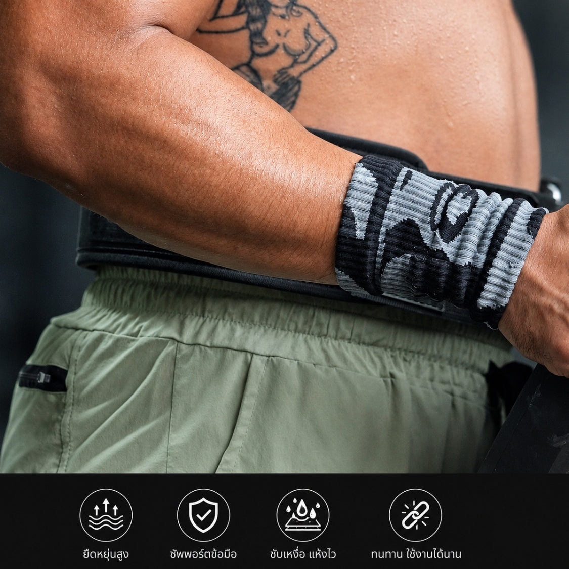 FITPRO Wrist Bands – ปลอกรัดข้อมือซับเหงื่อ (แพ็ค 2 ชิ้น) ซับเหงื่อได้ดี ช่วยลดเหงื่อไหลลงมือ เพิ่มความมั่นใจในการจับอุปกรณ์ เนื้อผ้านุ่ม สวมใส่สบาย ไม่ระคายเคืองผิว