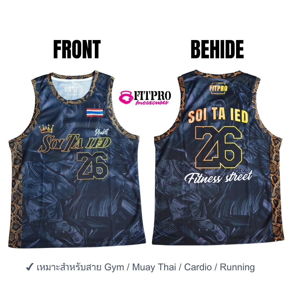🔥 FITPRO SOI TA IED TANK TOP 🔥 เสื้อกล้ามออกกำลังกายสไตล์ Fitness Street ดีไซน์สายสปอร์ตเข้ม ดุดัน ใส่ได้ทั้งฟิตเนส วิ่ง เวท หรือใส่เที่ยวสายสตรีทก็เท่