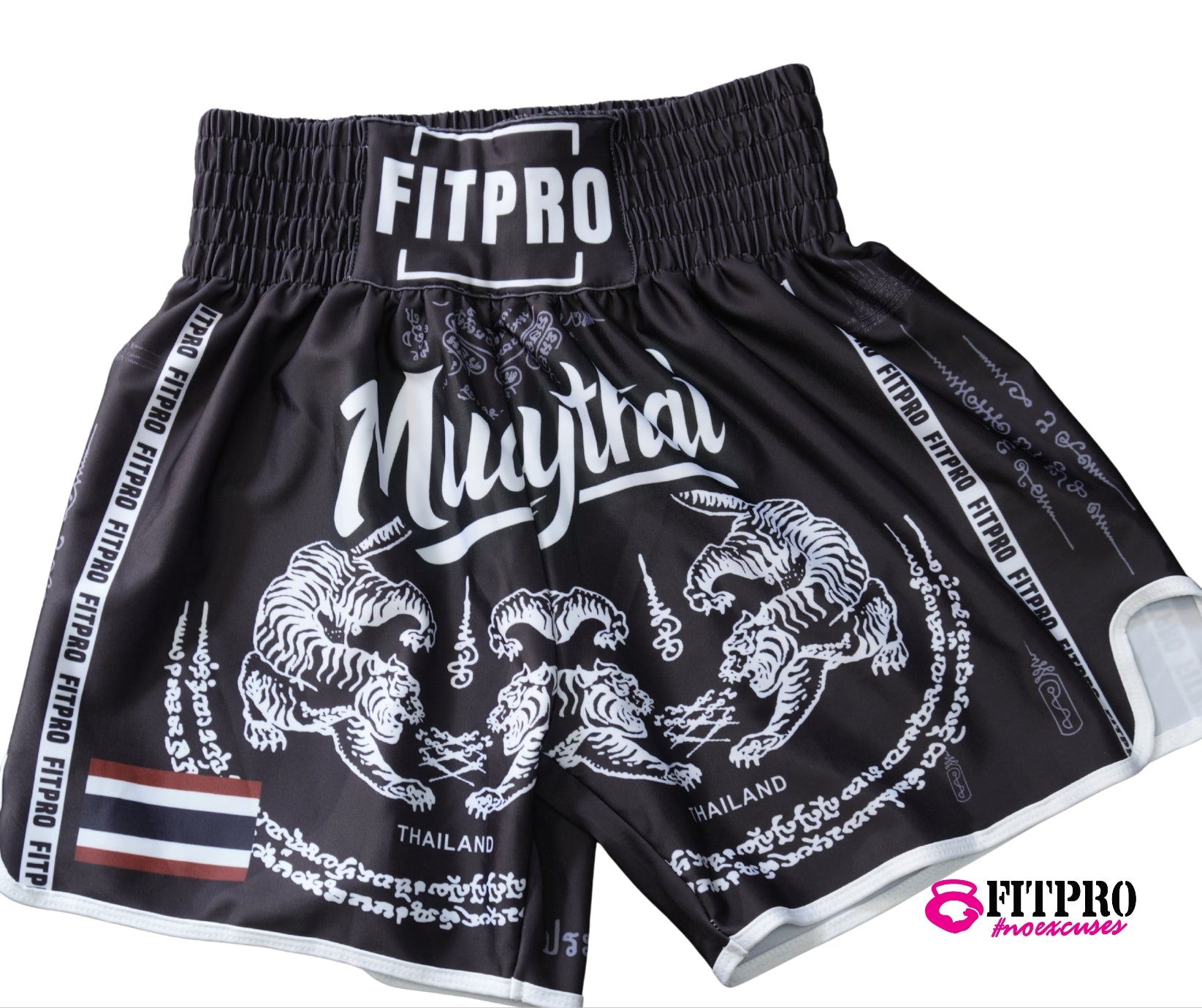 Fitpro MUAY THAI Short กางเกงมวยไทย ลายยันต์ ไทย ผ้าPoleyester เนื้อเย็นสบาย