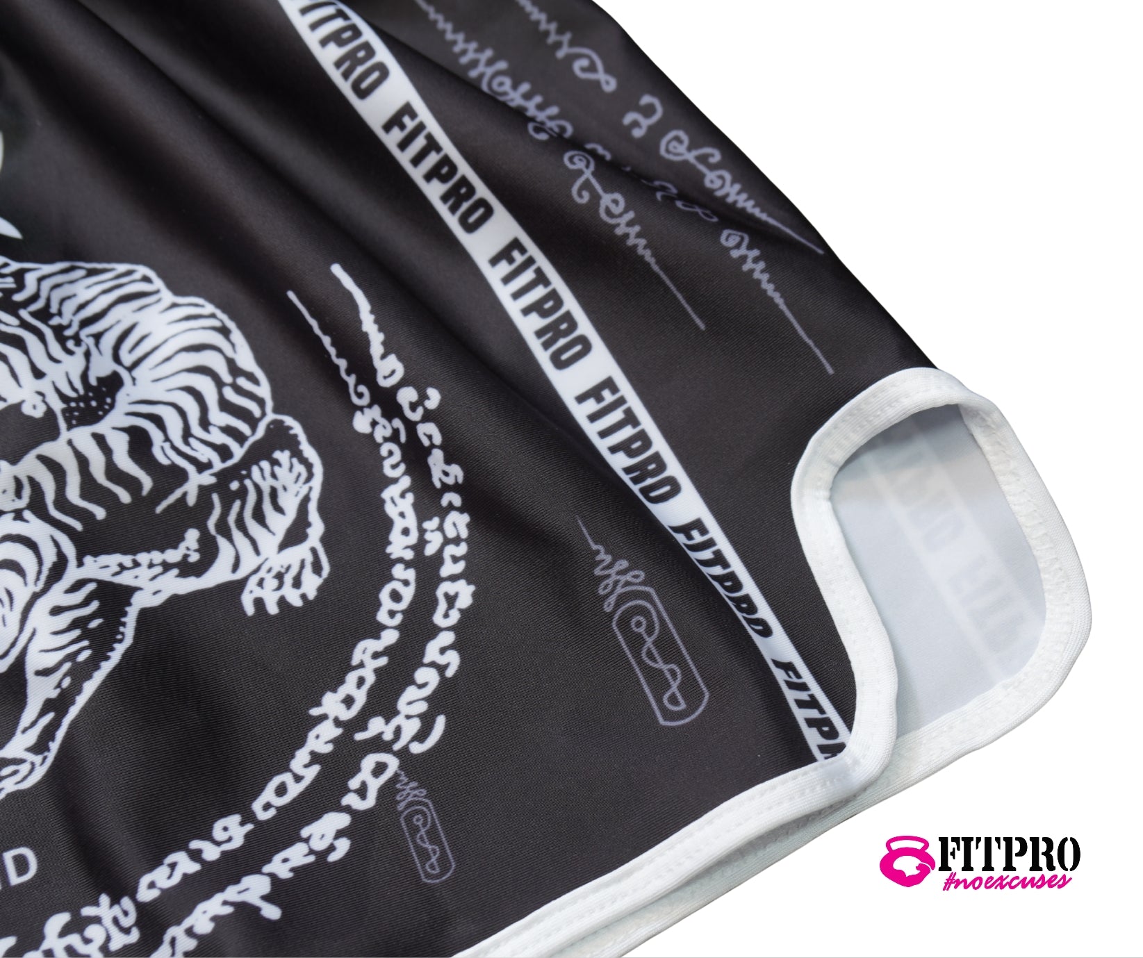 Fitpro MUAY THAI Short กางเกงมวยไทย ลายยันต์ ไทย ผ้าPoleyester เนื้อเย็นสบาย